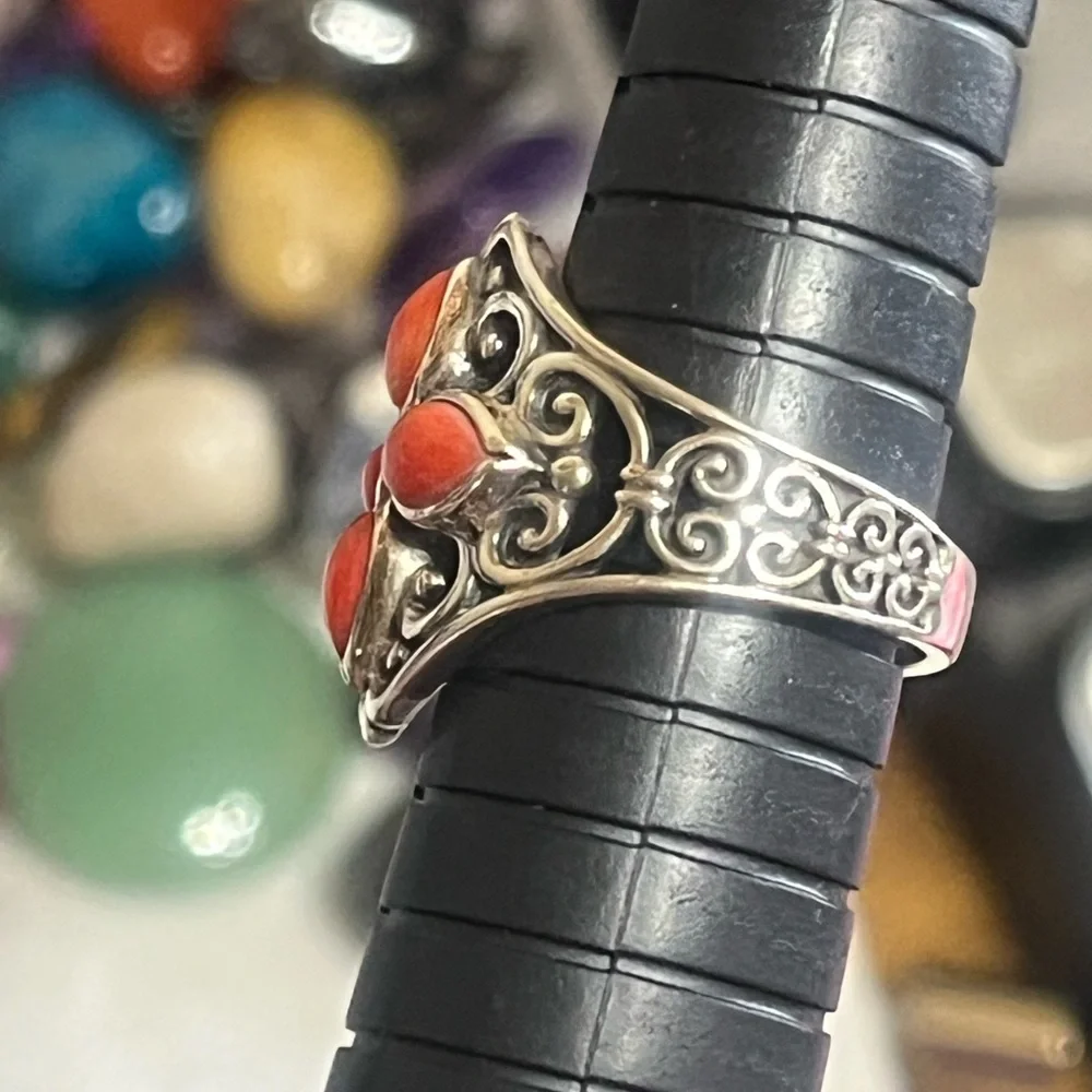 Carolyn Pollack Relios Coral Sterling Ring - Picture 13 of 14